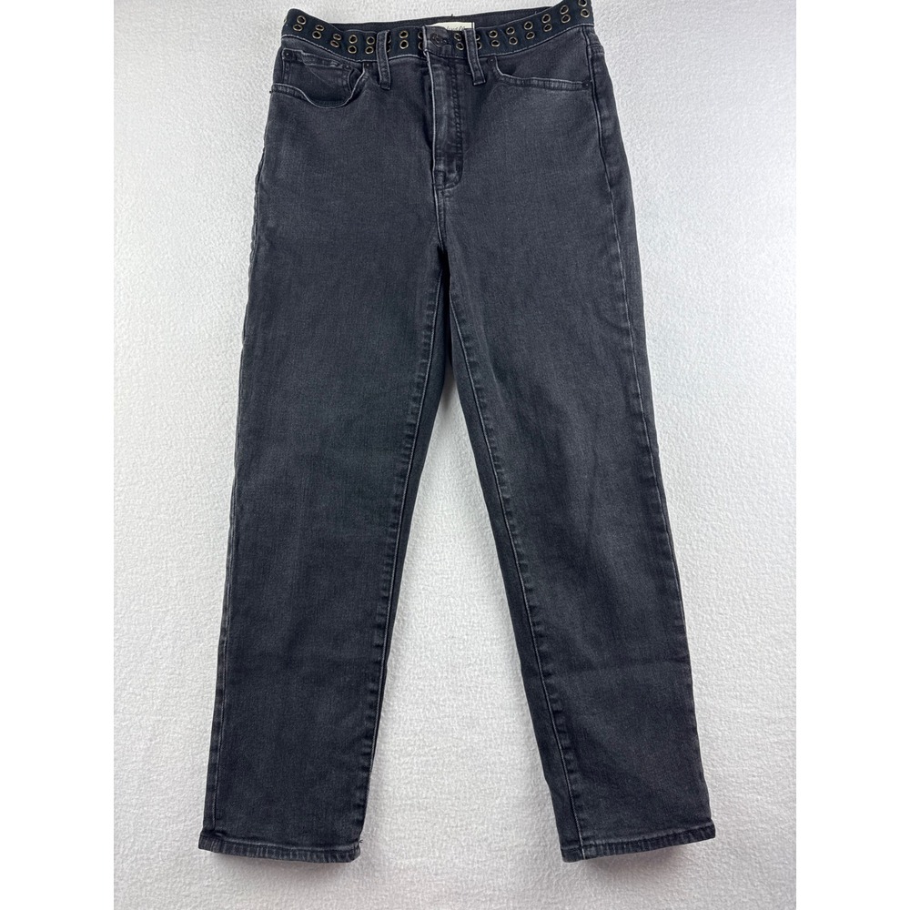 Madewell‎ Classic Straight Jean Black Wash Grommet Belt Size 28